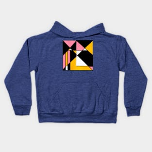 Pink Yellow Black White Geometric Abstract Acrylic Painting Kids Hoodie